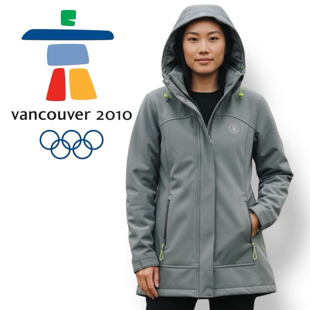 Park‎ Life Aritzia Softshell Hooded Coat XS Fleece Neon Olympics Official Jacket